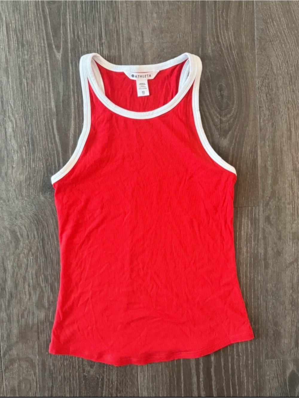 Athleta Ribbed Red Tank White trim - Size XS